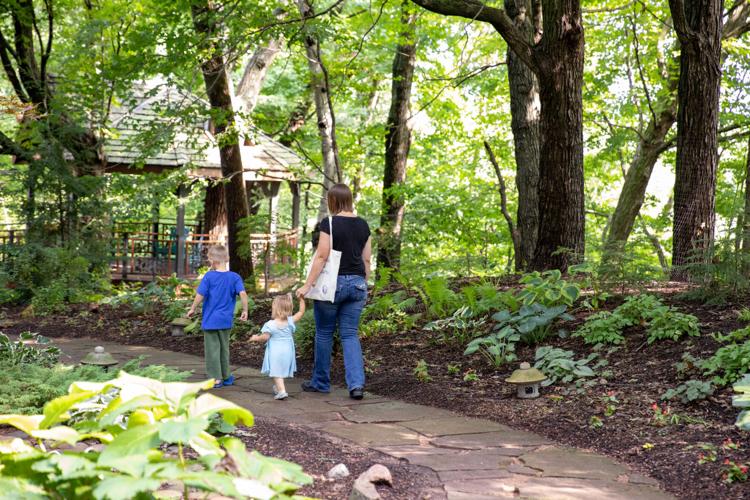 034 Family Walking to Woodlands Play Area at Bookworm Gardens in Sheboygan.jpg